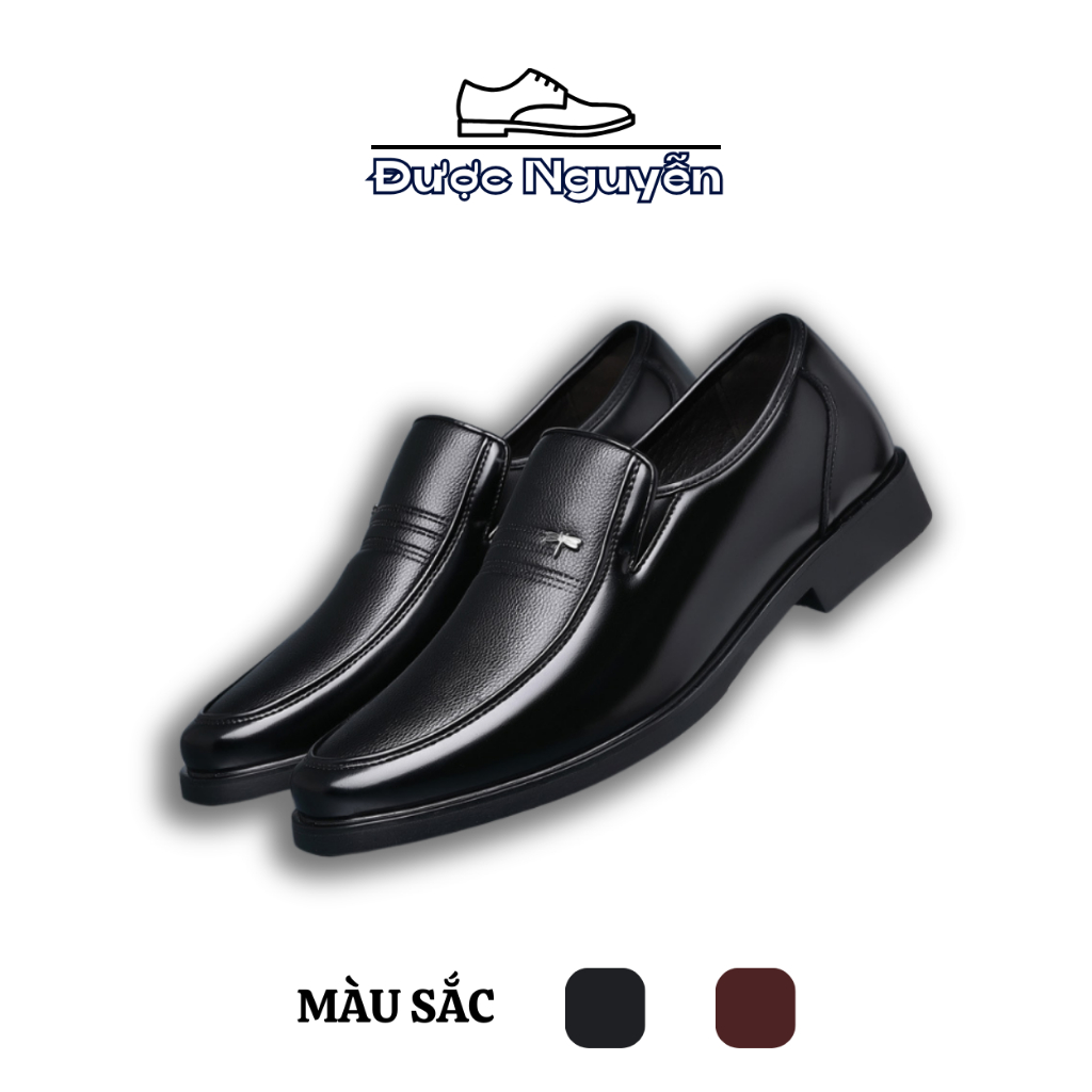  Giày tây nam trung niên cao cấp   Da thật 100% Kèm Hộp  da bò thật bảo hành vĩnh viễn- có size 44 