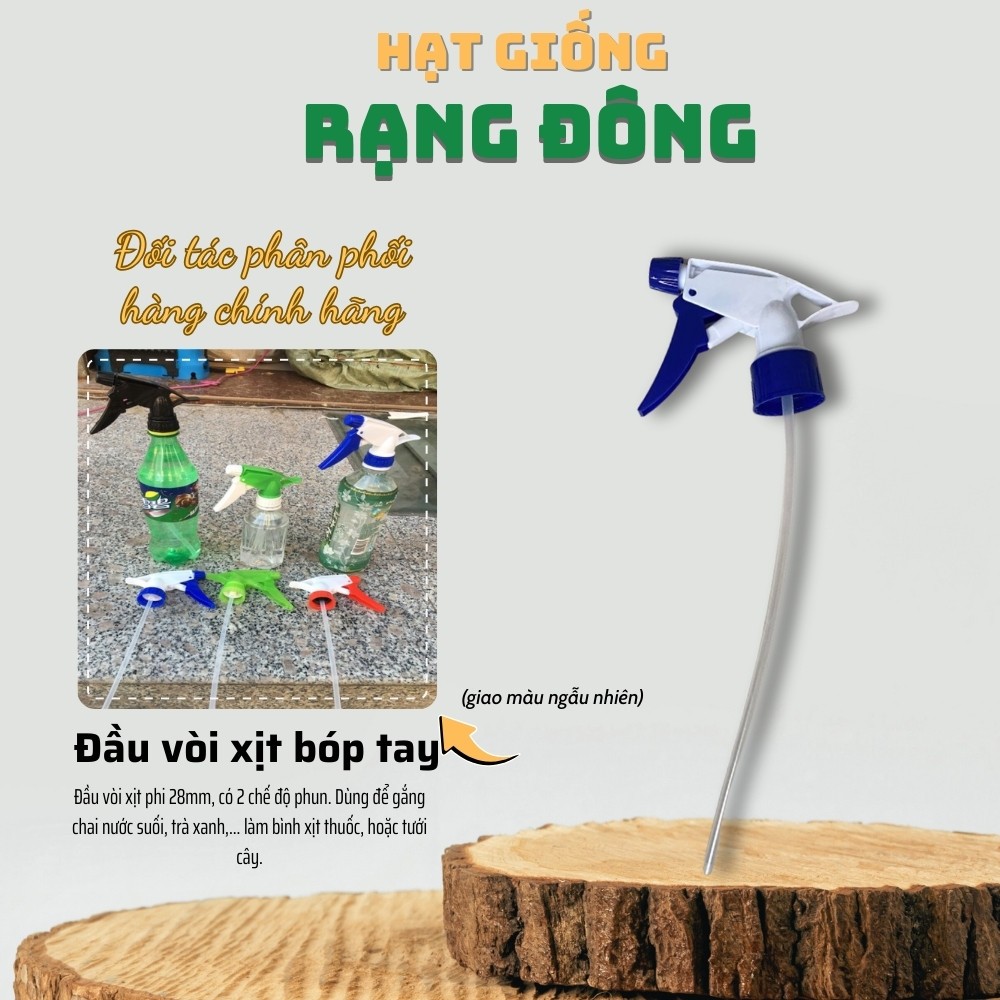 Đầu Vòi Xịt Gắn Chai Nhựa Bóp Tay - Nhiều Màu, Phi 28Mm, 2 Chế Độ Phun Nước, Tiết Kiệm - Hạt Giống Rạng Đông
