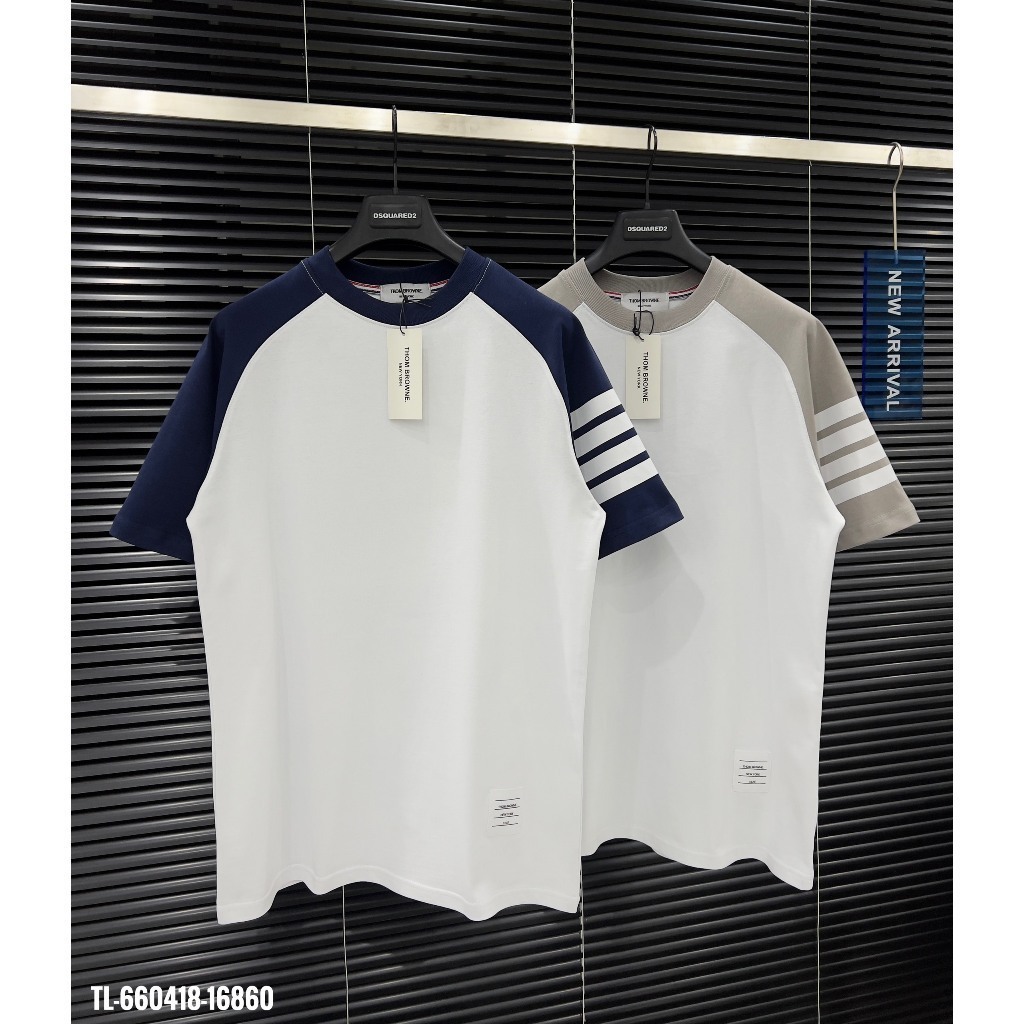 Áo thun Thom Browne 4 sọc phối vai thiết kế hot trend Nam nữ New 89