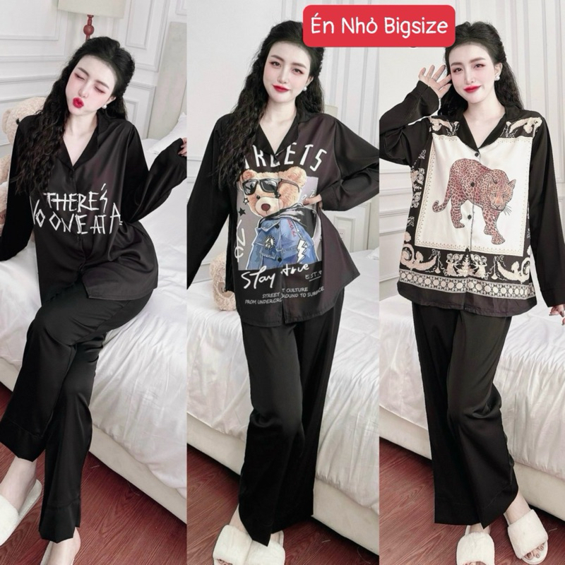 Đồ Bộ Bigsize HCM - Đồ Ngủ Mặc Nhà Pijama Bigsize Lụa Mango Tay Dài in 5D Cao Cấp Xinh Xắn Dễ Thương