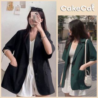 Áo Blazer Nữ - Áo Blazer 1 Lớp Cộc Tay Túi Nắp Áo Vest Khoác Ngoài Phong Cách Hàn Quốc Cakecat