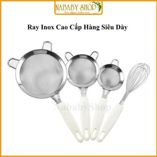 Rây cháo, rây bột cho bé ăn dặm bằng inox không gỉ, ray dày lổ nhỏ