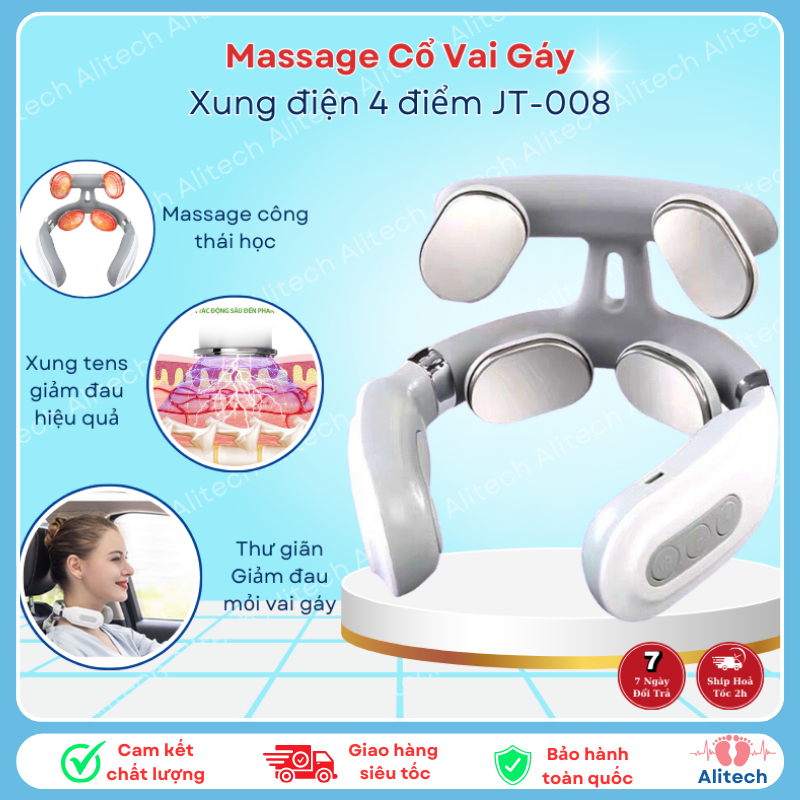 Máy mát xa cổ vai gáy massage điện xung giúp giảm đau mỏi vai gáy tùy chỉnh 16 cấp độ Trị Liệu Nhức Mỏi Chuyên Sâu