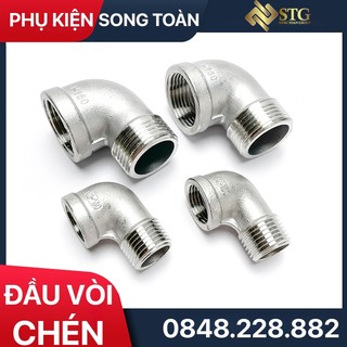 Co ren inox 304, co điếu inox ren trong ren ngoài 21 27 34 inox 304