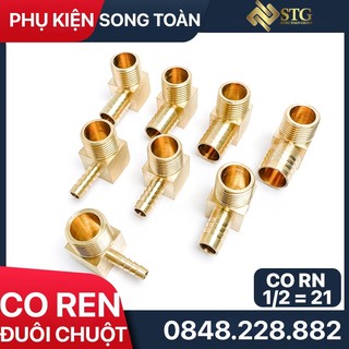 Co đuôi chuột 21, đầu nối co đuôi chuột ren ngoài 21 cắm lòng trong ống phi 6 8 10 12 14 16 18 20mm