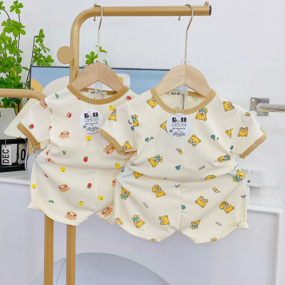 Bộ quần áo cộc tay tăm lạnh cho bé trai, bé gái BC11.3