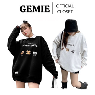  Áo sweater nỉ lót bông STARTERPACK form rộng nam nữ unisex tay bồng  có bo chun   Áo hoodie ulzzang basic Hàn Quốc 