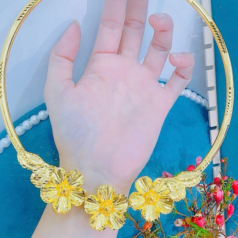 Kiềng cổ hoa mai 3 bông mẫu mới mạ vàng 24k siêu đẹp Kami trang sức sỉ