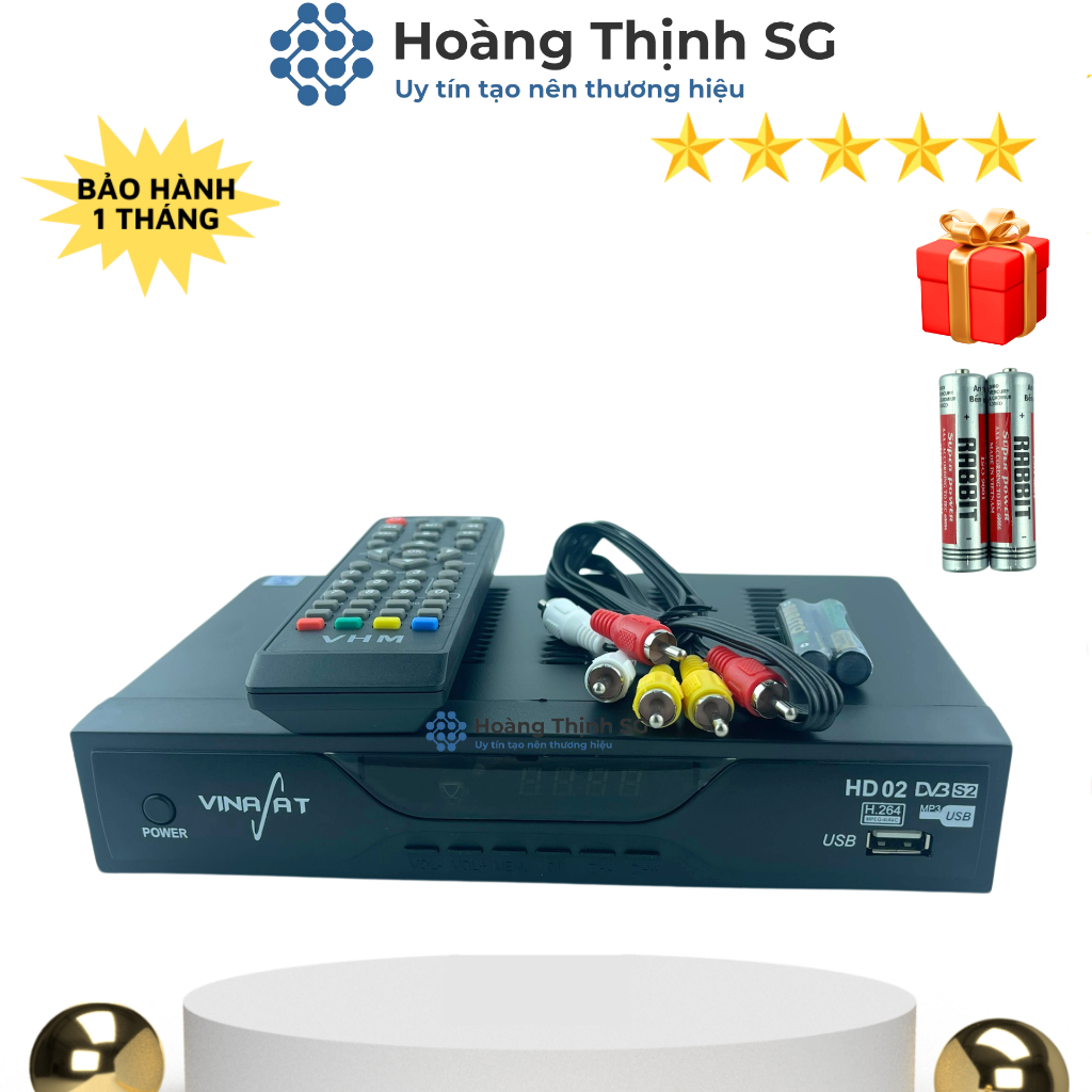Đầu Thu Truyền Hình Vệ Tinh Vinasat HD02 - đầu thu Vinasat mẫu mới - Xem truyền hình miễn phí