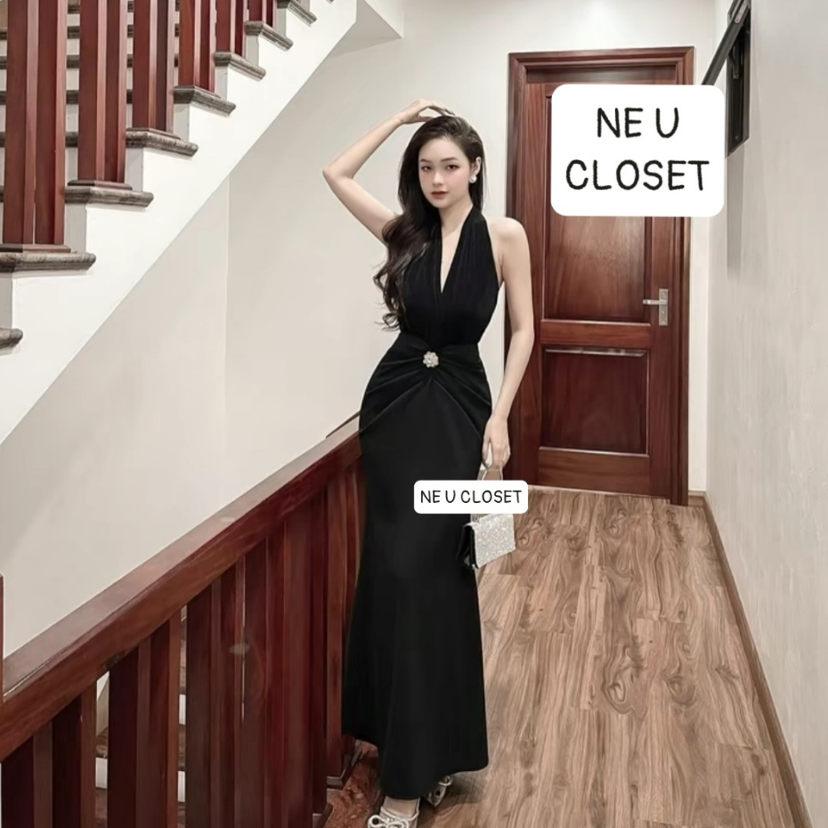 [VÁY THIẾT KẾ] [2-3 NGÀY ĐI ĐƠN] Váy dáng yếm kèm tag cài cách điệu đầm body cổ yếm đầm yếm váy body