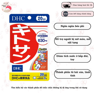 Viên giảm mỡ bụng DHC Chitosan hạn chế hấp thu chất béo, giảm tích nước 60 viên 20 ngày