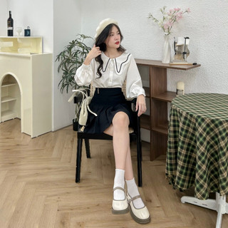 [hatdecloset] Áo sơ mi phối ren cổ tay bồng (SƠ MI NGUYỆT)