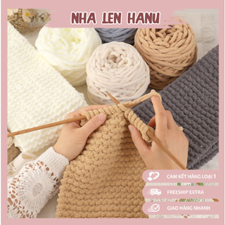 100g Len Nhung Đũa  sợi to 6mm đan móc khăn quàng, thảm, chăn, thú bông khổng lồ mềm mịn
