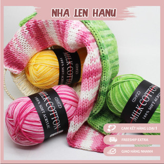  Len Milk Cotton 50g màu loang