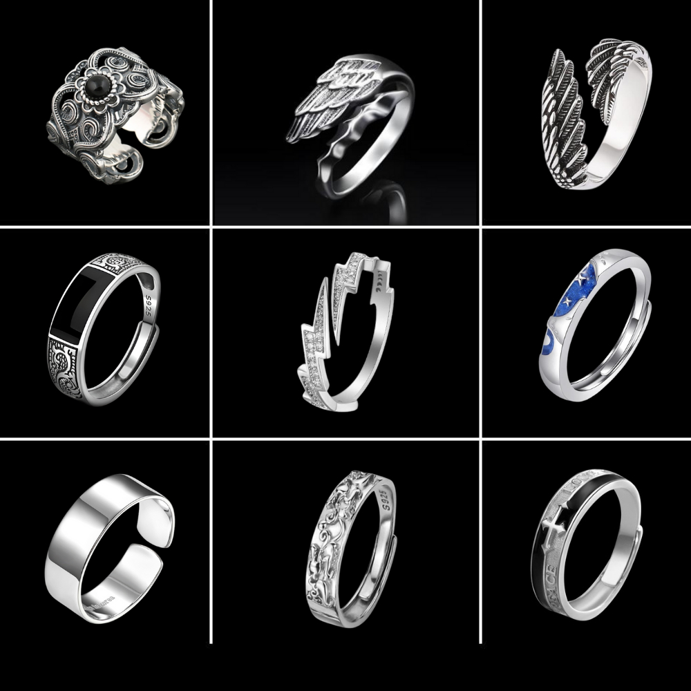 Nhẫn Hở Mạ Bạc Có Thể Điều Chỉnh Kích Cỡ Dành Cho Nam Và Nữ Phong Cách Hàn Quốc Cá Tính Accessories 