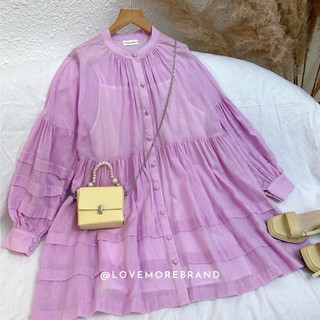 Đầm linen babydoll màu tím cà sale 75%