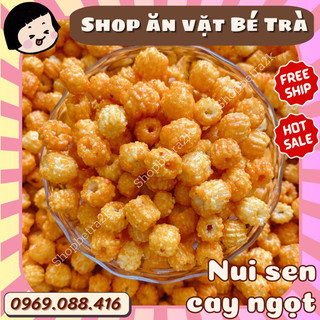 (Tặng kèm 1 gói tăm cay đen) Bim snack nui hạt sen sấy tẩm cay ngọt, đồ ăn vặt |gói 250gr|