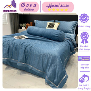 Bộ 5 món chăn ga gối lụa vân chìm LV trần bông cao cấp sang trọng,chất liệu thoáng mát không xù lông