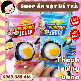 Thạch pudding hạt nổ hình chảo chiên trứng
