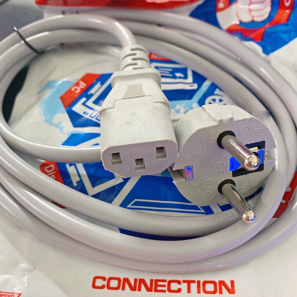 Dây Cáp Nguồn pc 1.5m đầu cắm thẳng, vuông màu đen, xám Dành Cho Máy Tính để bàn PC, Dây Nguồn PC, Laptop, Nồi Cơm Điện