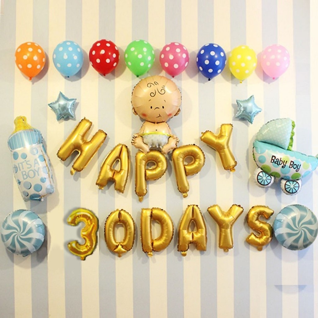 Bộ bóng HAPPY FULLMONTH trang trí tiệc đầy tháng, 30 ngày cho bé trai/ bé gái rẻ đẹp