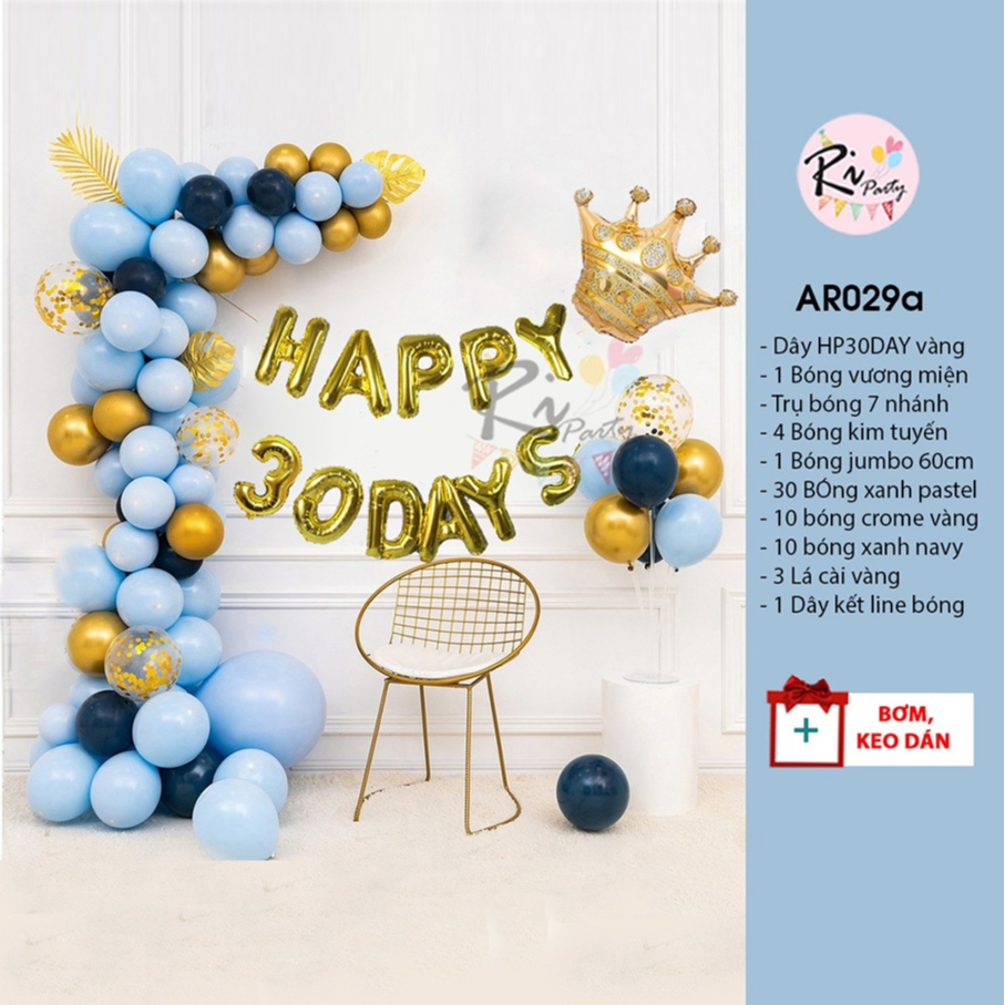 Bộ bóng HAPPY FULLMONTH trang trí tiệc đầy tháng, 30 ngày cho bé trai/ bé gái rẻ đẹp