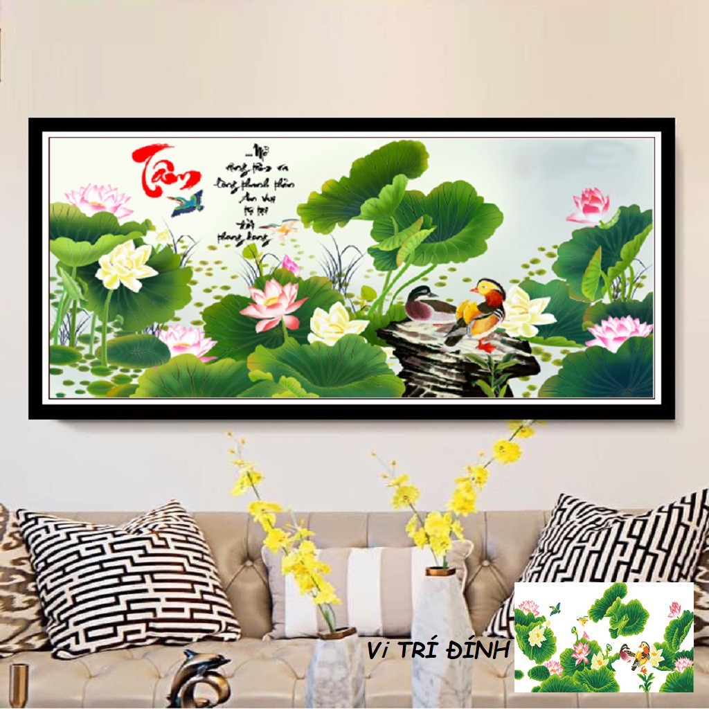 Tranh đính đá Chữ Tâm KT:1mx52cm - Tự đính
