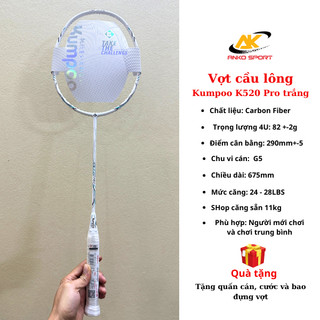 Vợt cầu lông Kumpoo K520 Pro, khung carbon U4 siêu nhẹ công thủ toàn diện căng sẵn 11kg cho mọi người chơi - ANKO SPORT