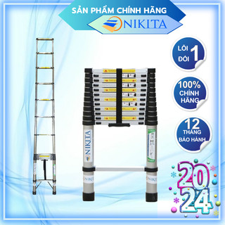 Thang Nhôm Rút Đơn 3,8M - Gọn nhẹ, tiện dụng, không rỉ - Hàng Chính Hãng NIKITA - Bảo Hành 24 Tháng