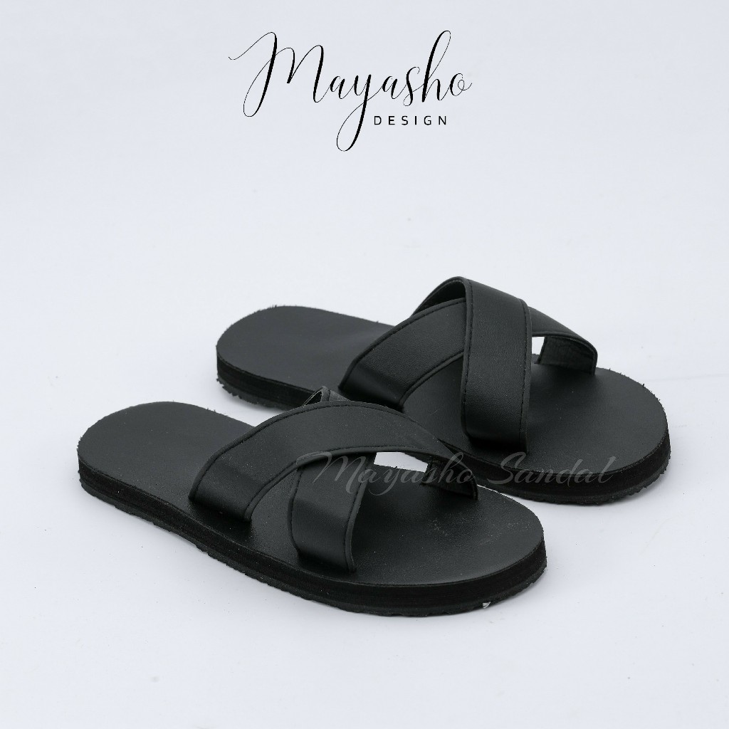 Dép lê SD19 Mayasho Design - form Unisex quai da chéo đế cao su 3 lớp chống mài mòn không trơn trượt