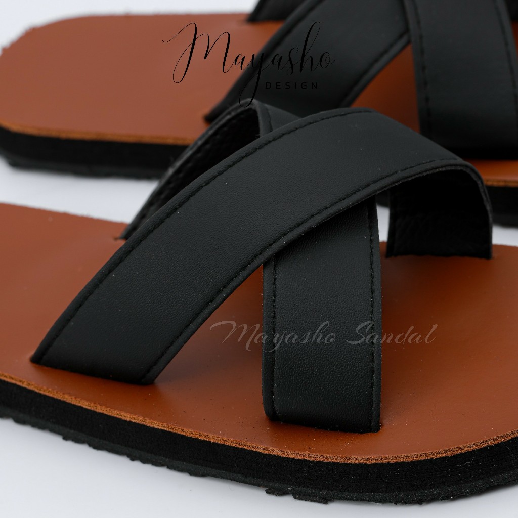 Dép lê SD19 Mayasho Design - form Unisex quai da chéo đế cao su 3 lớp chống mài mòn không trơn trượt