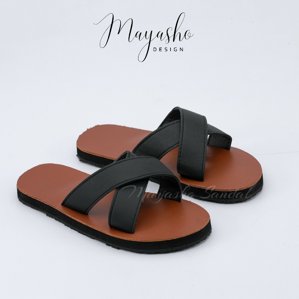 Dép lê SD19 Mayasho Design - form Unisex quai da chéo đế cao su 3 lớp chống mài mòn không trơn trượt