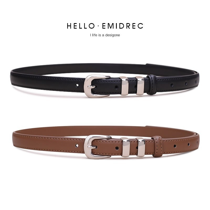 Dây nịt nữ, đai váy nữ mặt bạc đẹp, thắt lưng nữ da thật bản nhỏ 1.8 cm