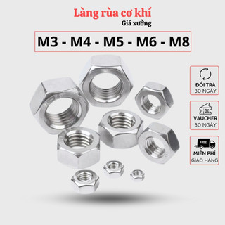 Đai ốc inox 304 tán dẹp tán ecu dùng cho bulong ốc m3 m4 m5 m6 m8