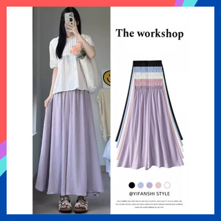  Quần dài nữ ống cực rộng chất liệu đũi tơ thoáng mát 2 lớp quần giả váy nữ bigsize cạp chun siêu bồng bềnh 