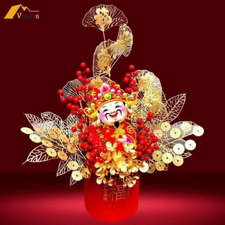 Trụ thần tài lắc đầu gọi tài lộc / trụ thần tài lắc đầu may mắn / thần tài tết cầu may mắn 2024/ quạt nhung trang trí