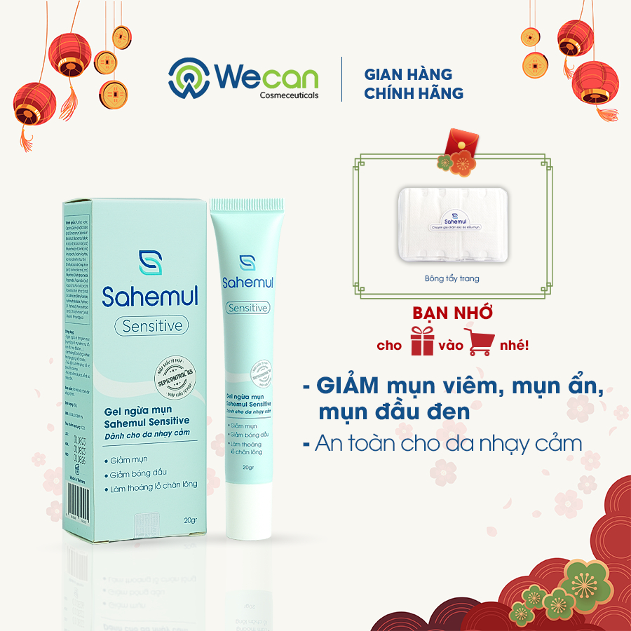 Gel Mụn Sahemul Dùng Cho Mụn Viêm, Mụn Ẩn, Mụn Đầu Đen, Phù Hợp Cho Da Nhạy Cảm 20gr