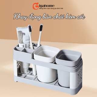  Hộp Đựng Bàn Chải Kem Đánh Răng Kèm 2 Cốc Súc Miệng Bảo Quản GIGAHOMEVN 9371 