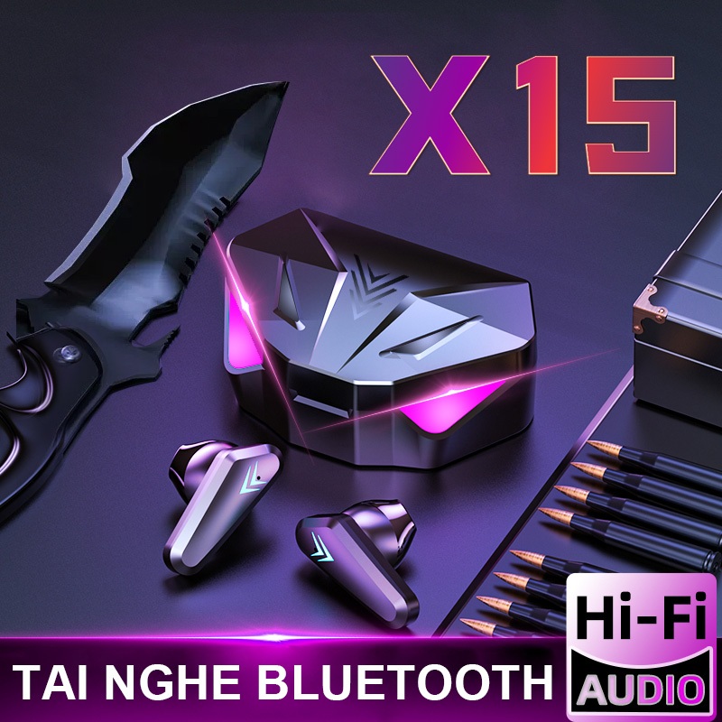 Tai nghe chơi game Bluetooth không dây TWS X15 có micrô âm thanh Bass HiFi Thích hợp SANNY