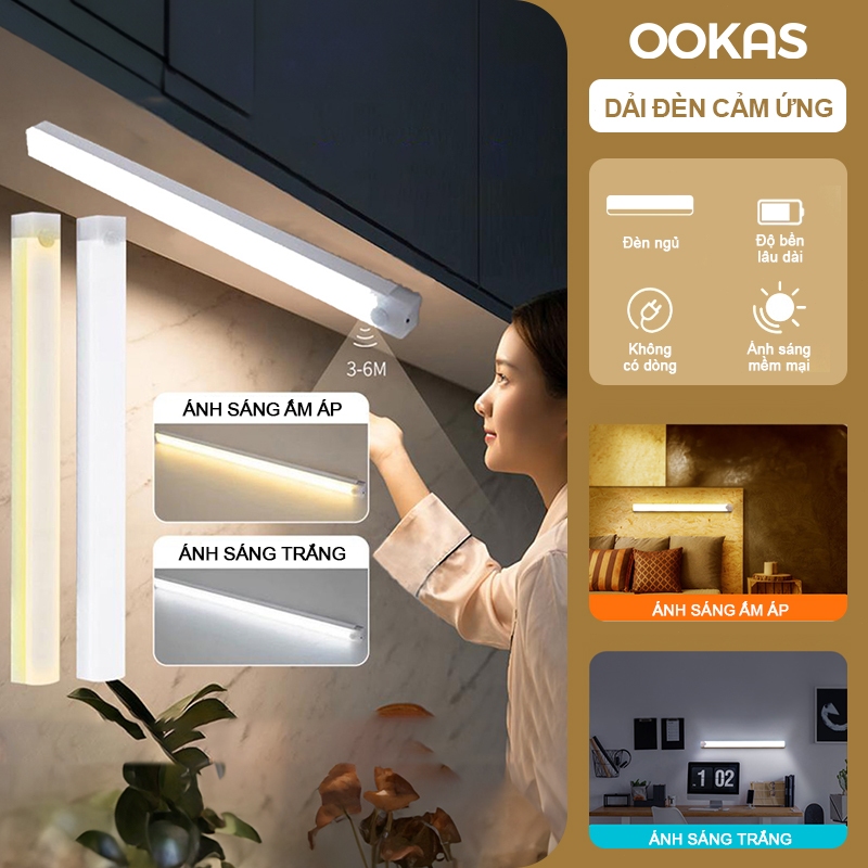 OOKAS Đèn sạc được đèn LED cảm biến chuyển động đèn từ tính đèn học đèn tủ