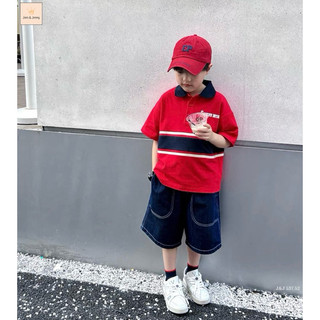 Set Jam&Jenny bé trai áo thun polo quần short jean
