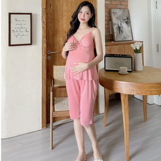 MEDYLA - Bộ bầu mặc nhà 2 dây cotton có mút đệm ngực cho bầu mặc trong và sau sinh - BSH1279
