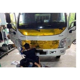Decal mạ crom 2 màu Vàng,Bạc dán trang trí 2 bên má , ốp gương , galăng  xe tải ( Khổ Rộng 50cm )