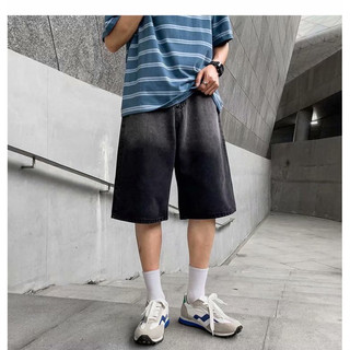 Short jeans wash - quần đùi jeans wash xám đen qua gối