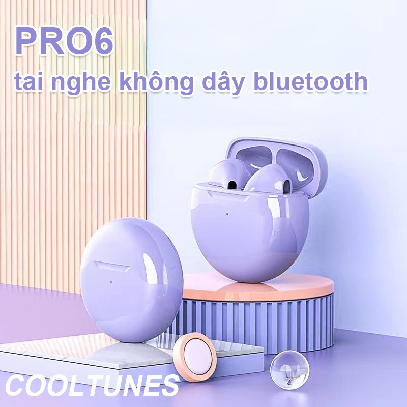 Tai nghe bluetooth không dây Air Pro 6 TWS có micro hỗ trợ tập thể thao thích hợp Tai nghe nhạc