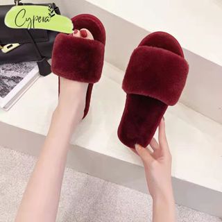 (Size 36-43) Dép Lông Trơn Kiểu Hàn Quốc Đi Trong Nhà Dạo Phố Đế PVC Chống Trơn - D129