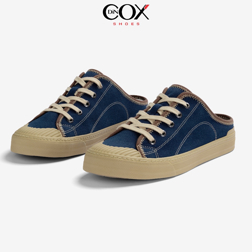 Giày Sục Đạp Gót Mules Vải Sneaker Unisex Tăng Chiều Cao 4cm DINCOX E10 Dark Navy | BigBuy360 - bigbuy360.vn