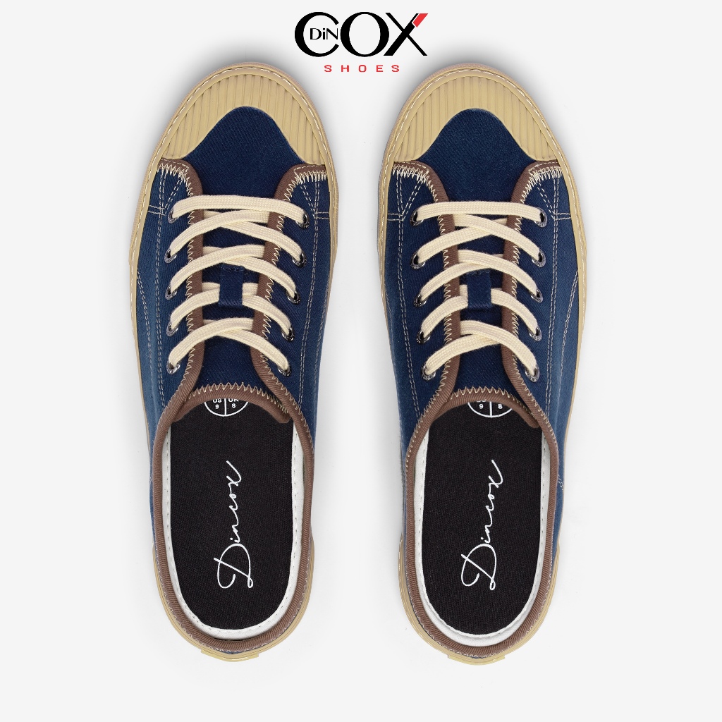 Giày Sục Đạp Gót Mules Vải Sneaker Unisex Tăng Chiều Cao 4cm DINCOX E10 Dark Navy | BigBuy360 - bigbuy360.vn