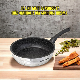 CHẢO CẠN INOX 5 ĐÁY SUNHOUSE IN20M4  - Đường kính 20cm, Đáy từ dùng được trên mọi loại bếp
