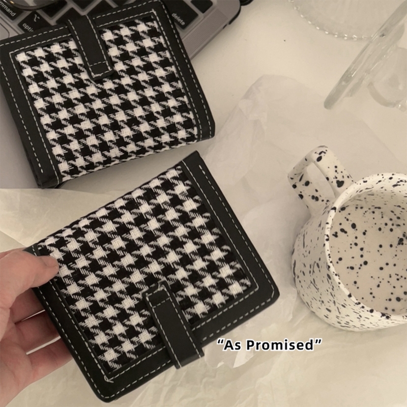 Ví gập nữ cầm tay ví đựng tiền mini nữ Lantch viền da họa tiết vải cổ điển 05S